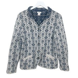 Sundance Blue and White Fair Isle Knit Button-Front Sweater